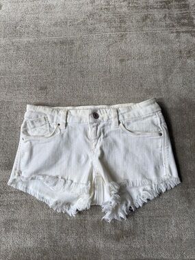 Guess White Frayed Hem Denim Cutoff Shorts